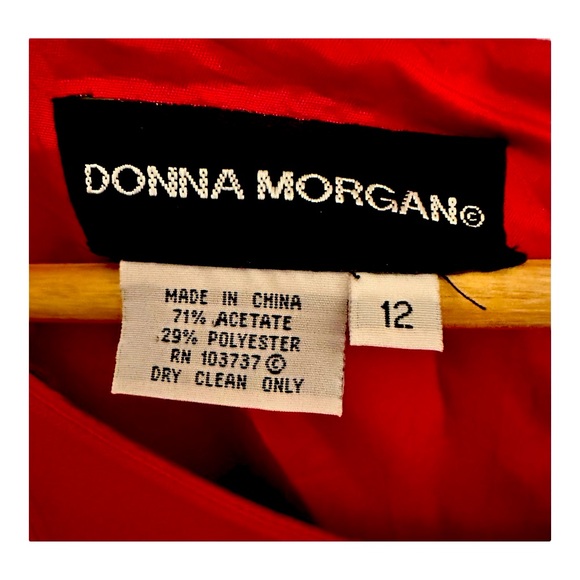 Donna Morgan Midi Dress Red 3/4 Sleeve Women’s Size 12 - Picture 4 of 4